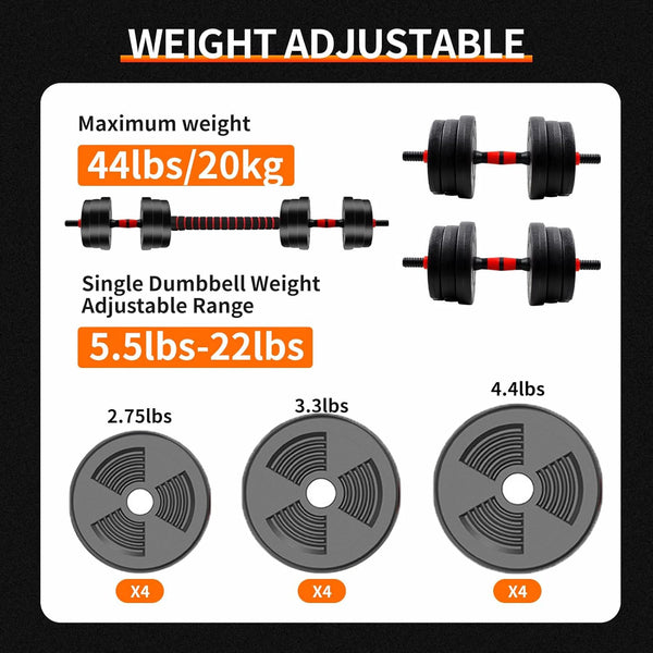 Transforming Dumbell Barbell Set