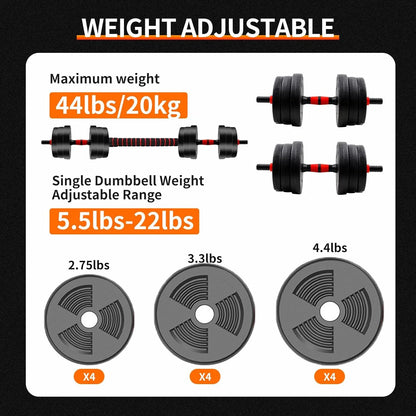 Transforming Dumbell Barbell Set
